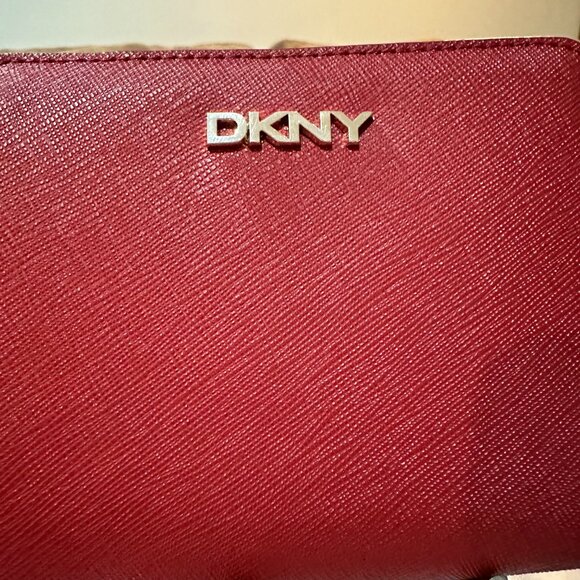 New DKNY Red Leather Zipper Wallet, (NWOT) - Picture 3 of 12